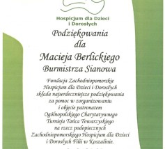 Podziękowania Hospicjum